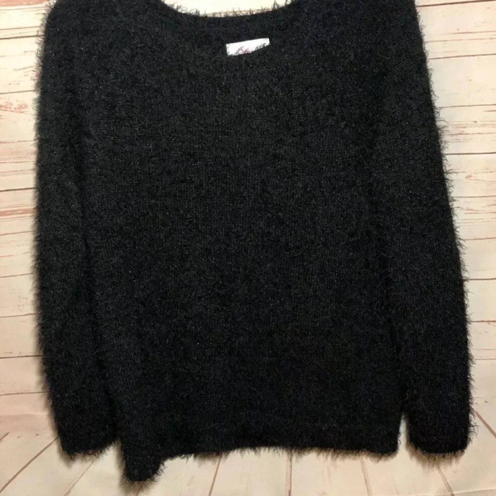 Justice‎ Girls Black Fuzzy Sweater | Size 18